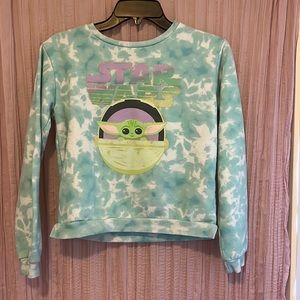 Star Wars Grogu blue tie dye sweatshirt